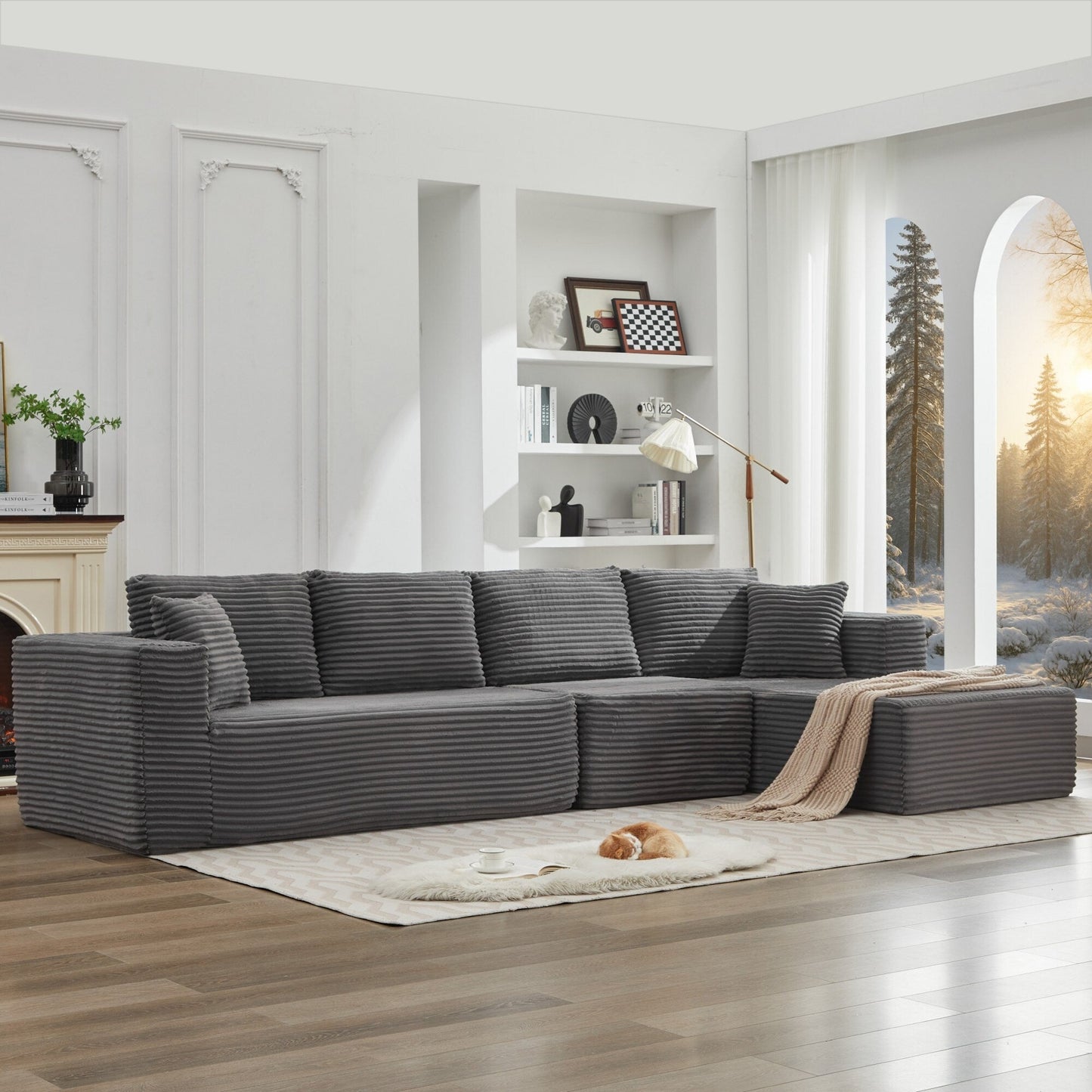 106 Cloud Sectional Couch L-Shape With Right Facing Chaise,Deep Seat Modern Modular Sofa For Living Room,No Assembly Required