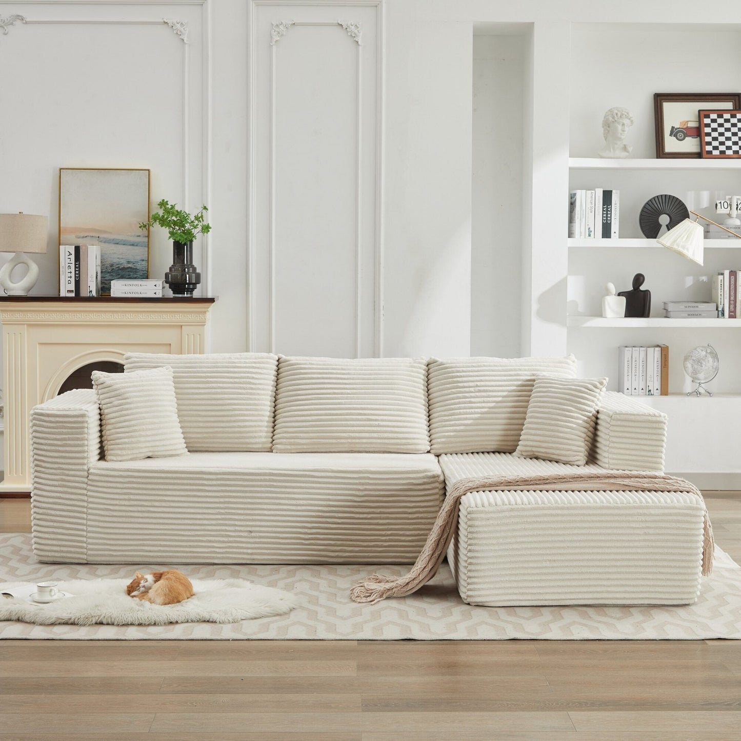 106 Cloud Sectional Couch L-Shape With Right Facing Chaise,Deep Seat Modern Modular Sofa For Living Room,No Assembly Required