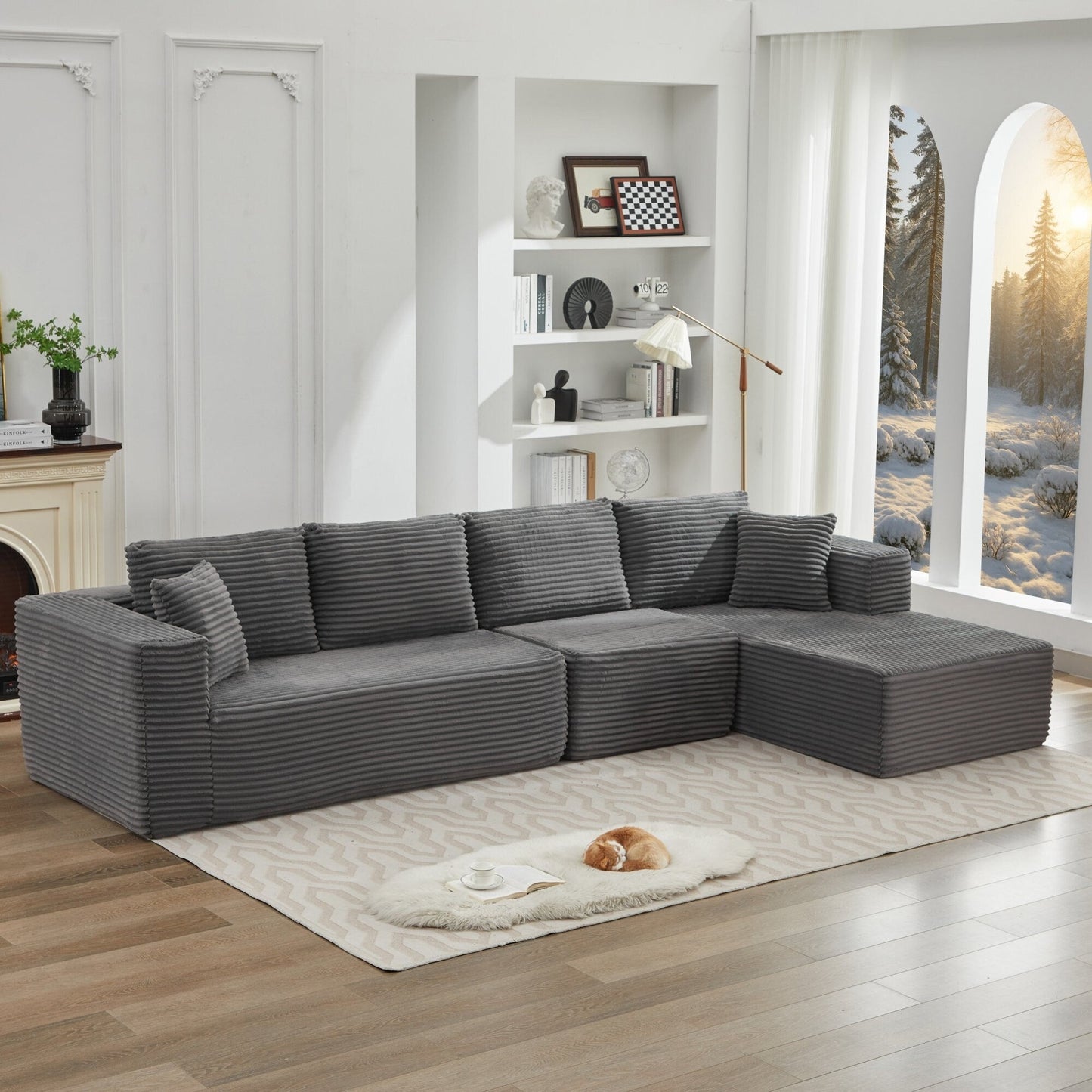 106 Cloud Sectional Couch L-Shape With Right Facing Chaise,Deep Seat Modern Modular Sofa For Living Room,No Assembly Required