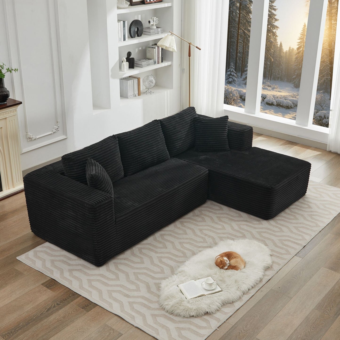 106 Cloud Sectional Couch L-Shape With Right Facing Chaise,Deep Seat Modern Modular Sofa For Living Room,No Assembly Required