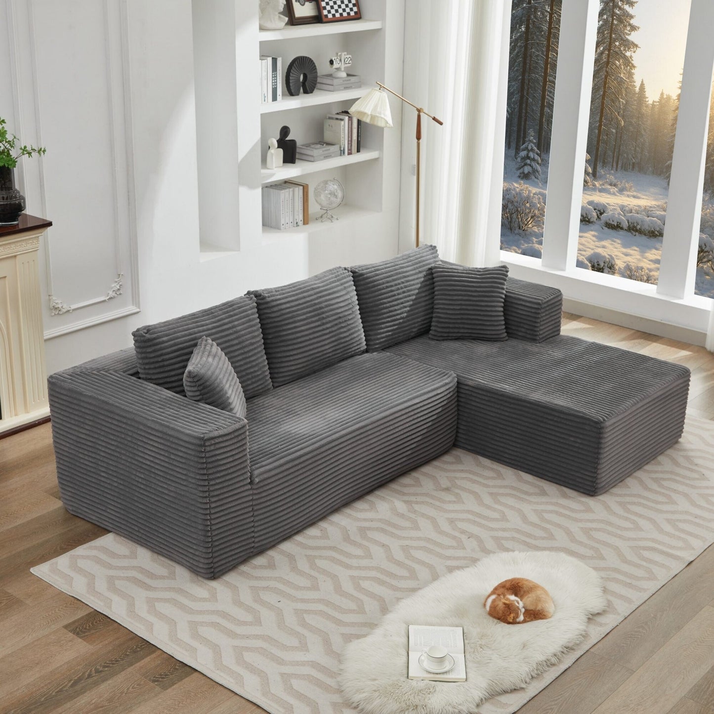 106 Cloud Sectional Couch L-Shape With Right Facing Chaise,Deep Seat Modern Modular Sofa For Living Room,No Assembly Required