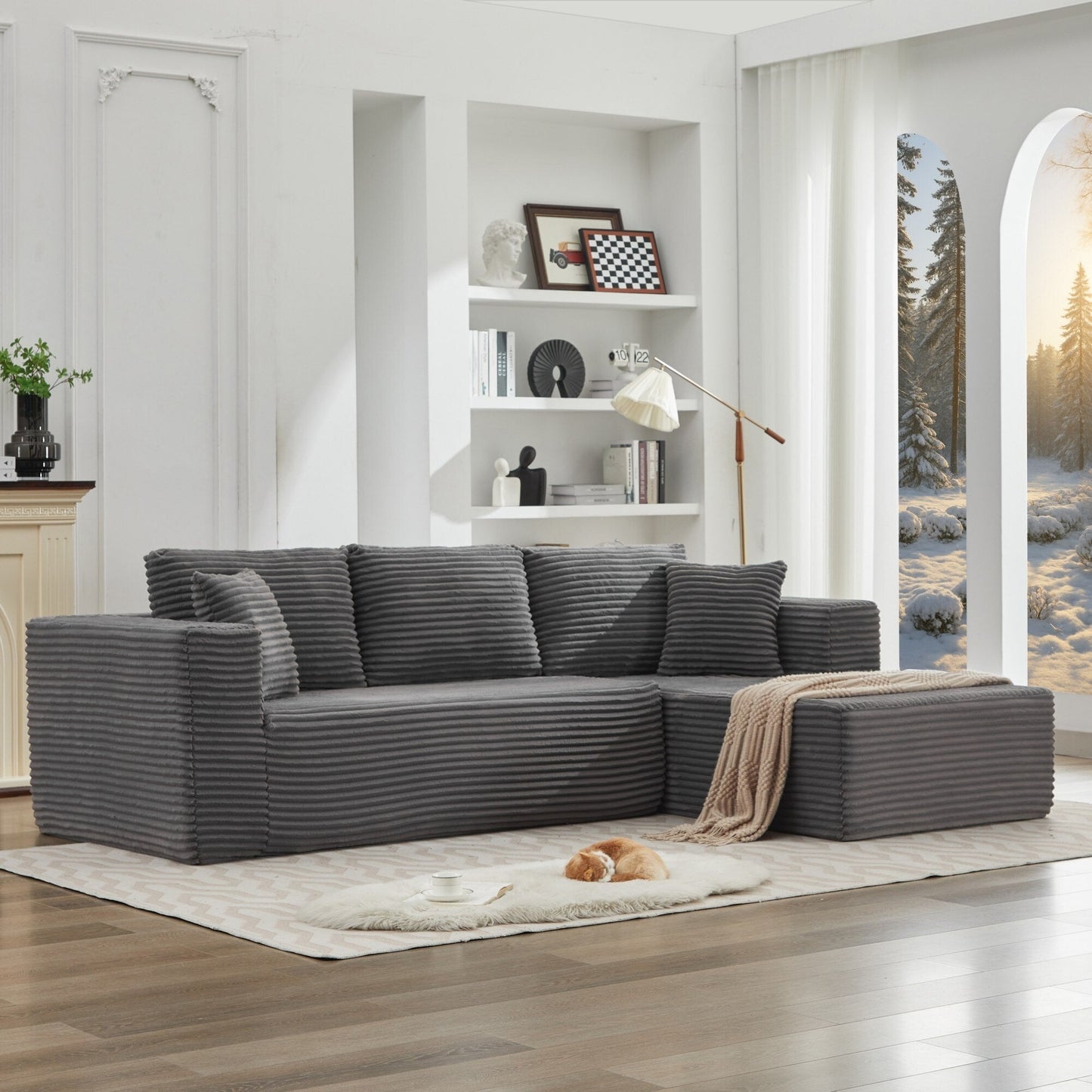 106 Cloud Sectional Couch L-Shape With Right Facing Chaise,Deep Seat Modern Modular Sofa For Living Room,No Assembly Required