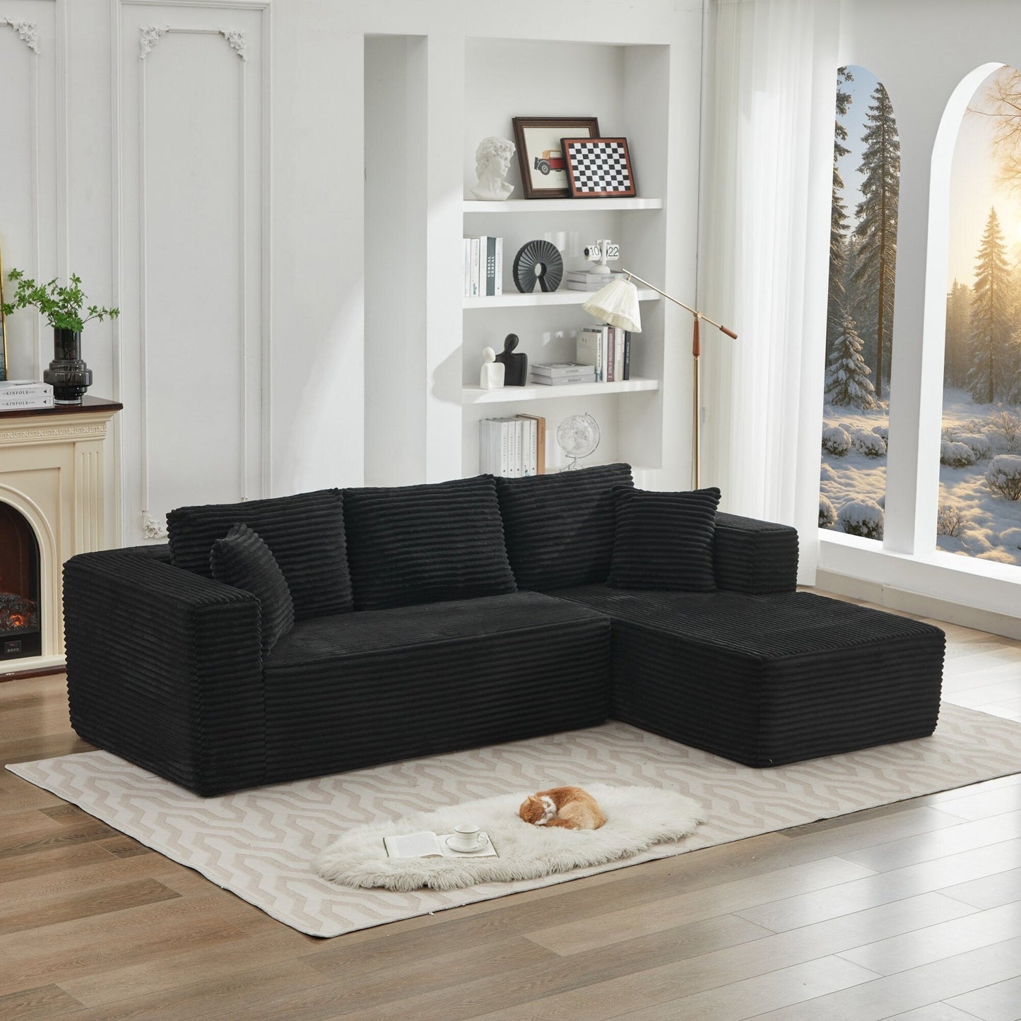 106 Cloud Sectional Couch L-Shape With Right Facing Chaise,Deep Seat Modern Modular Sofa For Living Room,No Assembly Required