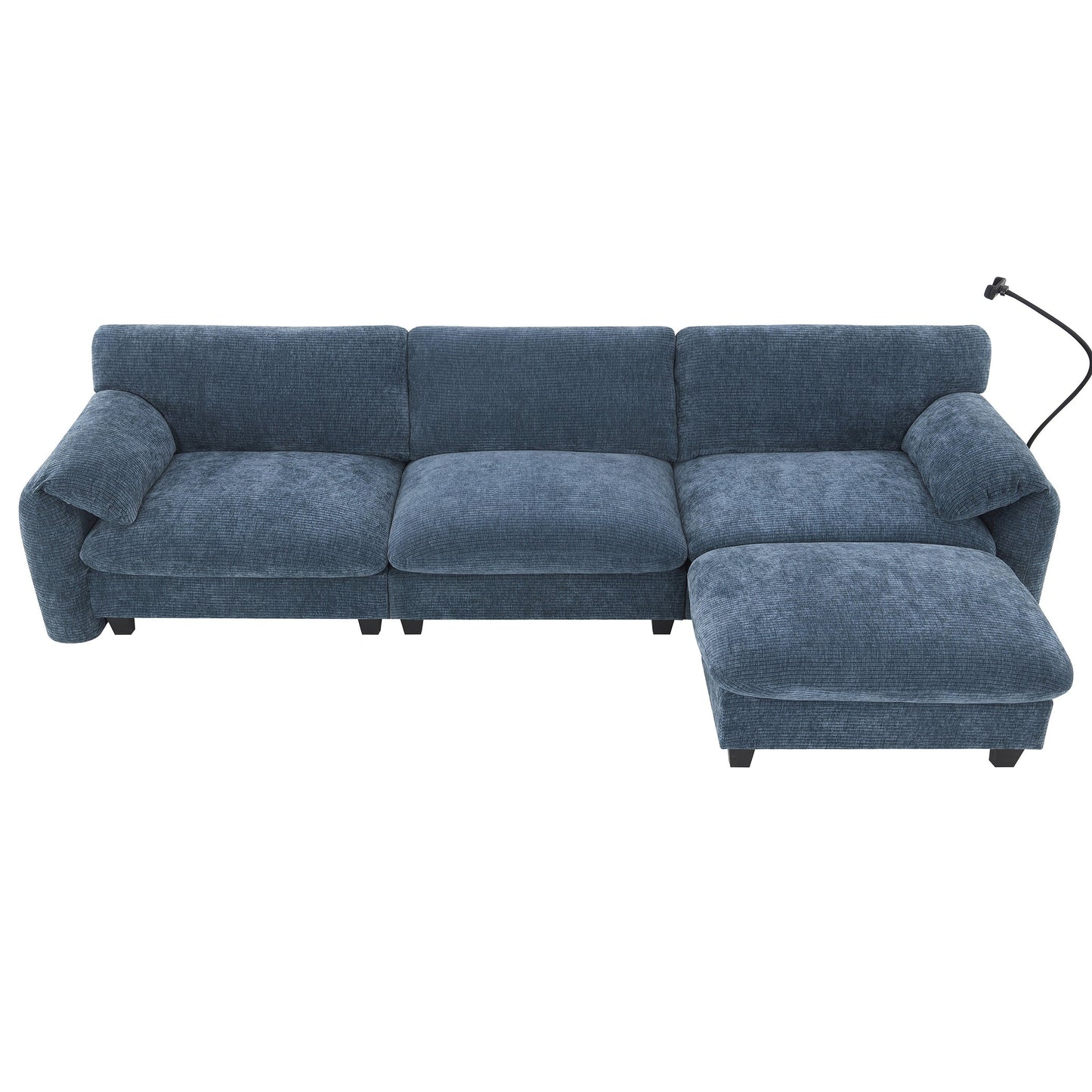 108 Inch Modular Chenille Sectional Sofa with USB and Type-C Ports, Phone Holders, Side Storage Pockets, Movable Ottoman