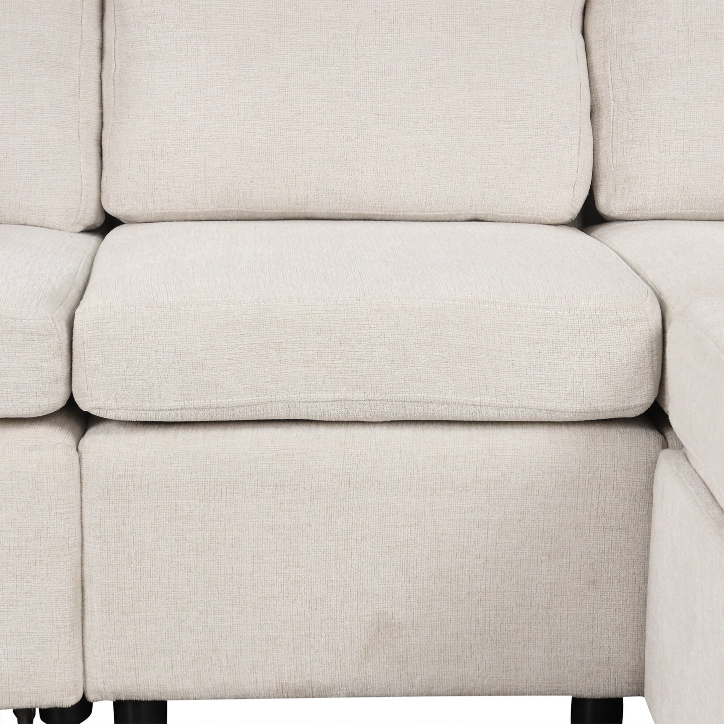 108 Inch Modular UâShaped Sectional Sofa with Pull Out Sleeper, USB Ports and Dual Cup Holders for Living Room