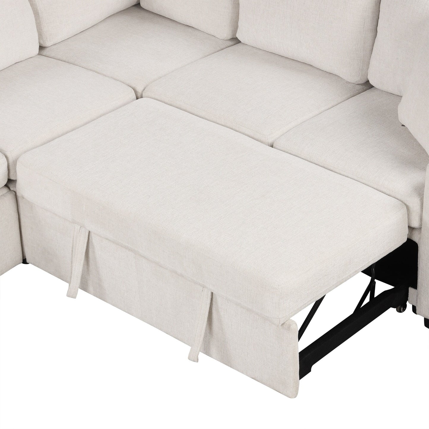 108 Inch Modular UâShaped Sectional Sofa with Pull Out Sleeper, USB Ports and Dual Cup Holders for Living Room
