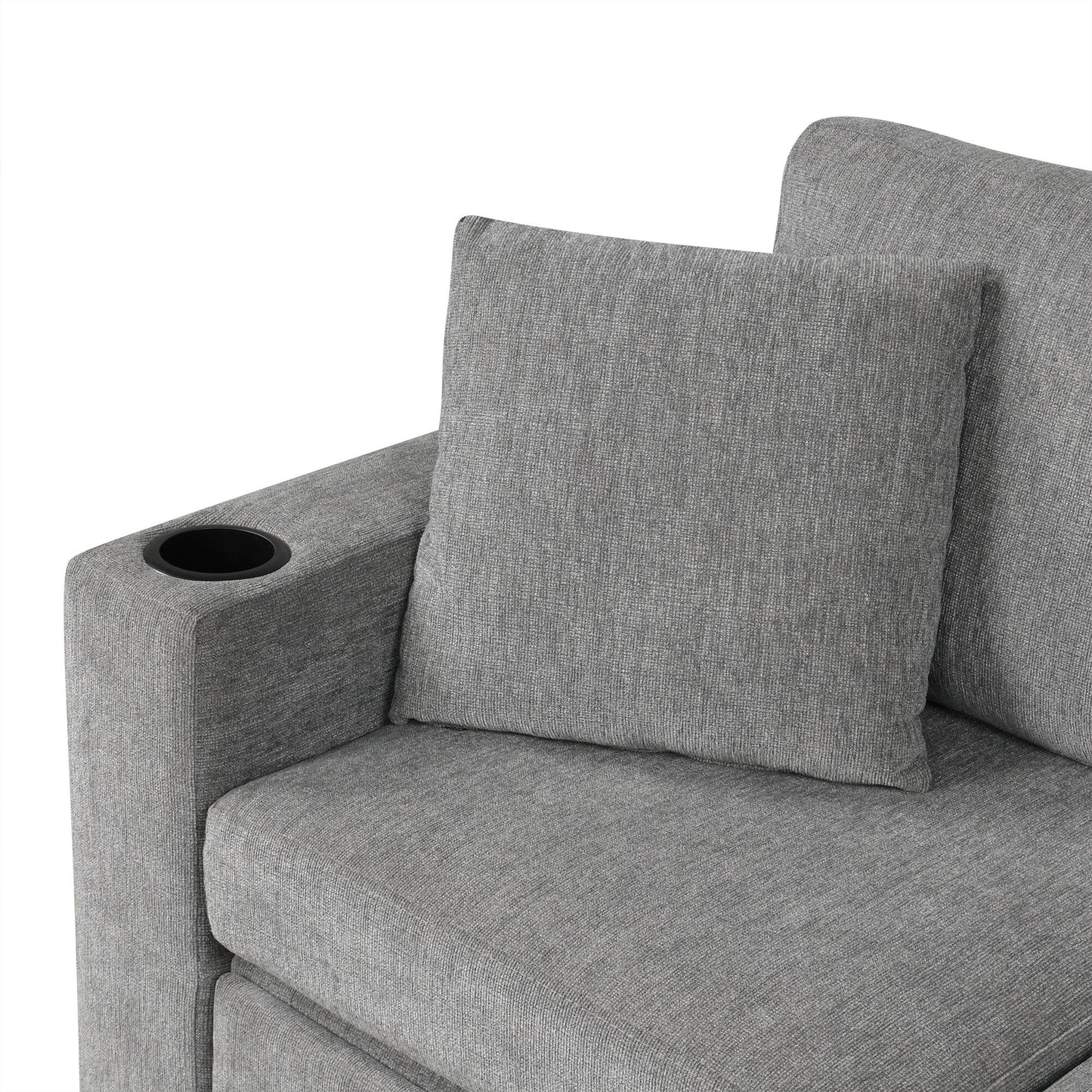 108 Inch Modular UâShaped Sectional Sofa with Pull Out Sleeper, USB Ports and Dual Cup Holders for Living Room
