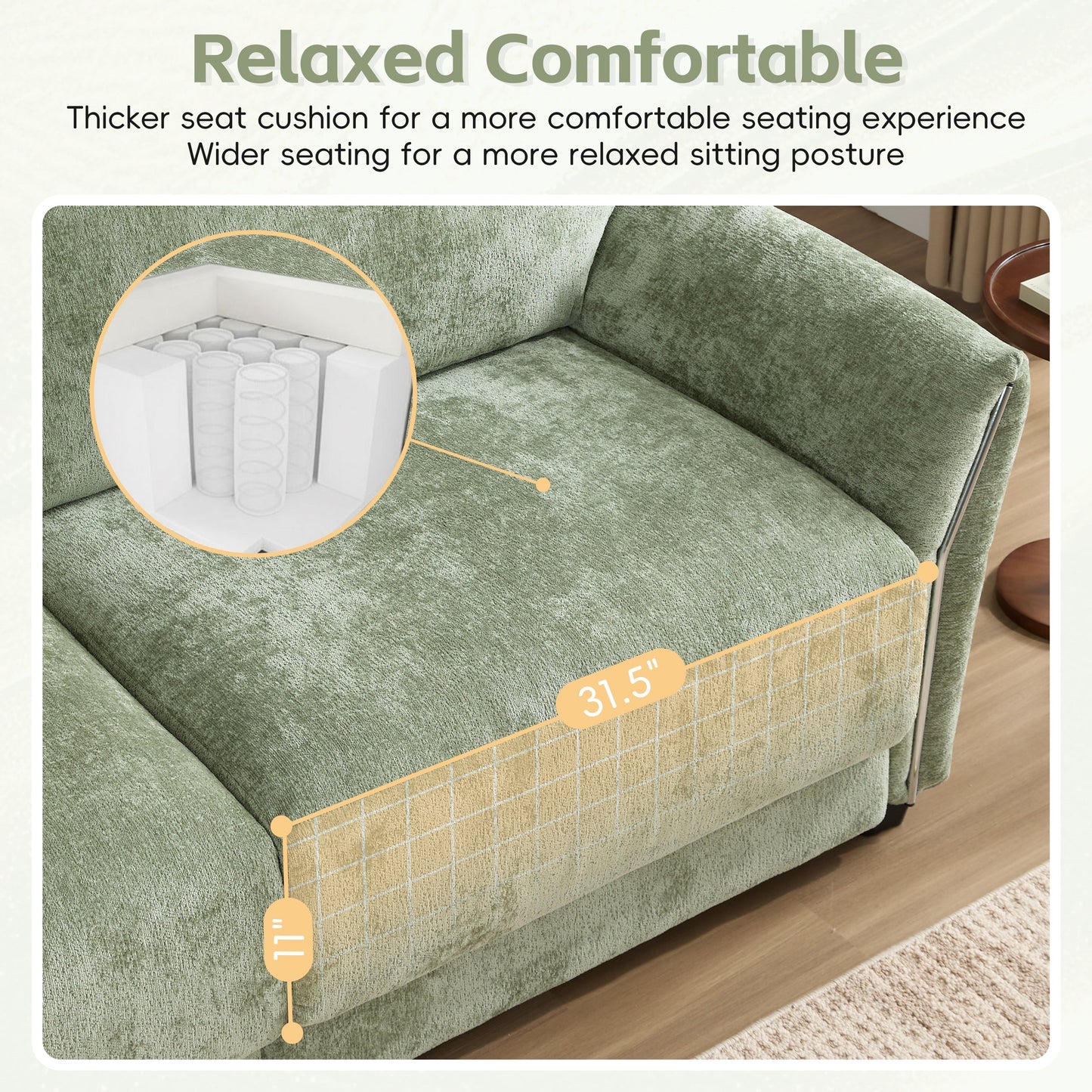 110 Inch L-Shaped Chenille Sectional Sofa with USB and Type-C Charging, Petal Armrests, Movable Ottoman for Living Room