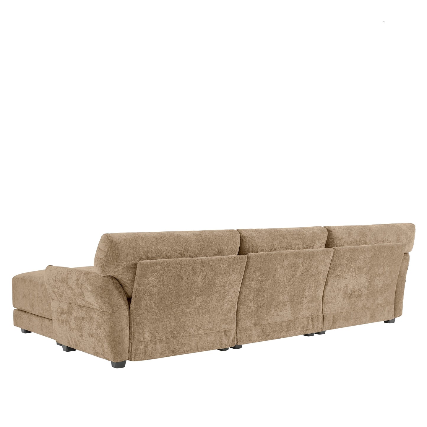 110 Inch L-Shaped Chenille Sectional Sofa with USB and Type-C Charging, Petal Armrests, Movable Ottoman for Living Room