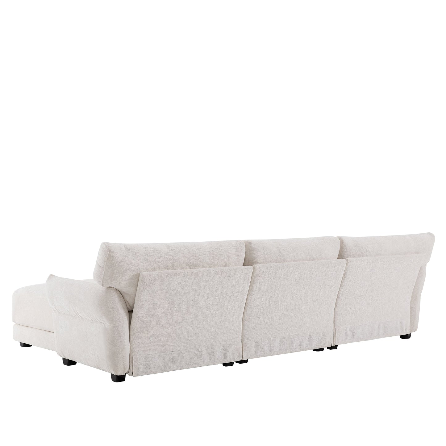 110 Inch L-Shaped Chenille Sectional Sofa with USB and Type-C Charging, Petal Armrests, Movable Ottoman for Living Room