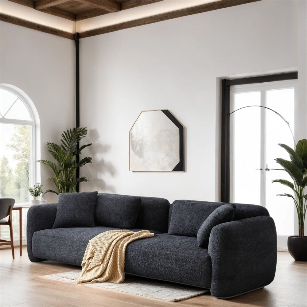 110 Mid Century 3 Seater Velvet Sofa with 4 Pillows