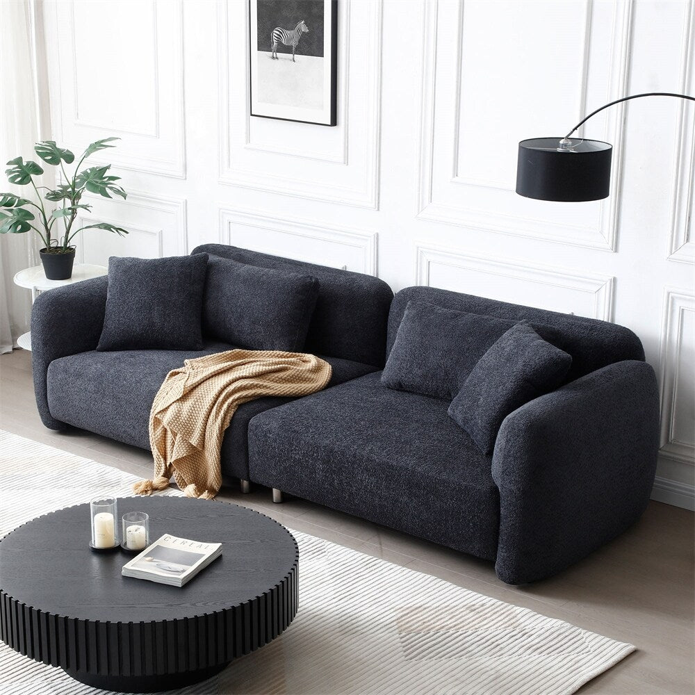 110 Mid Century 3 Seater Velvet Sofa with 4 Pillows