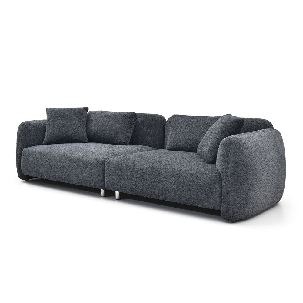 110 Mid Century 3 Seater Velvet Sofa with 4 Pillows