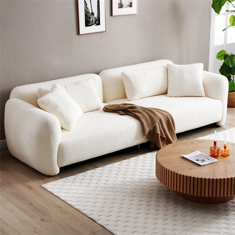 110 Mid Century 3 Seater Velvet Sofa with 4 Pillows