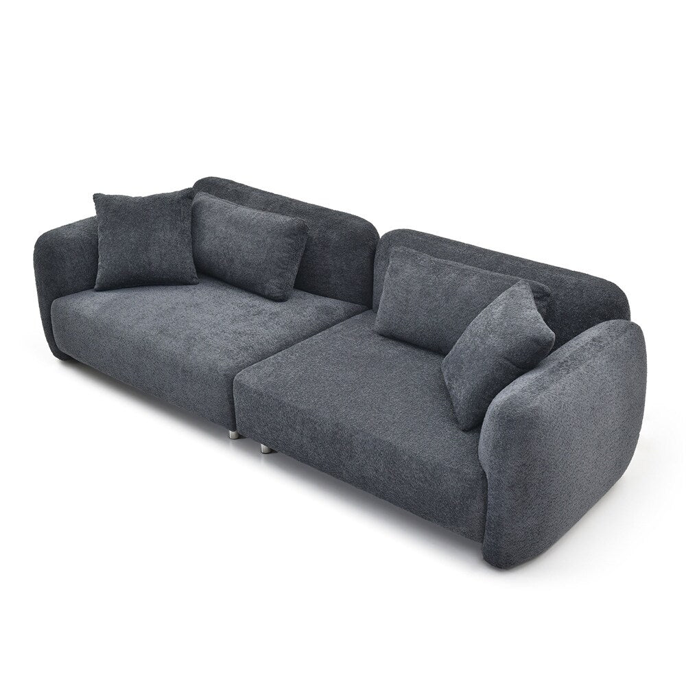 110 Mid Century 3 Seater Velvet Sofa with 4 Pillows