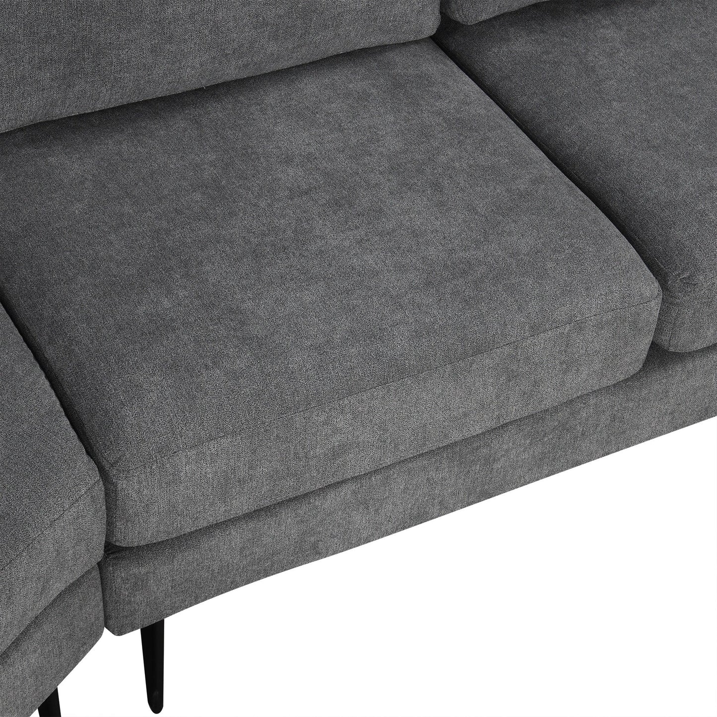 111 3 Seater Sofa Couch, Chenille Curved Sofa Couch with 2 Printed Pillows Modern Upholstered Sofa for Living Room