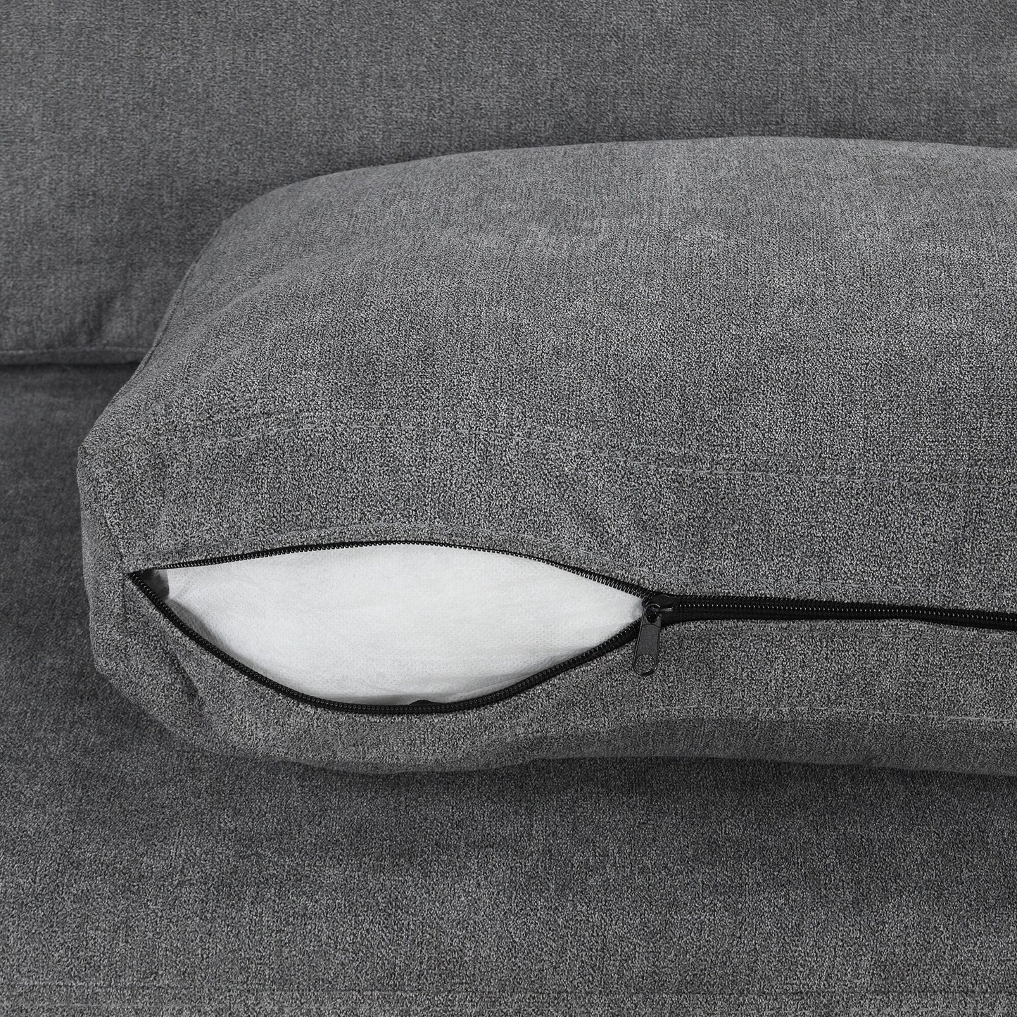 111 3 Seater Sofa Couch, Chenille Curved Sofa Couch with 2 Printed Pillows Modern Upholstered Sofa for Living Room