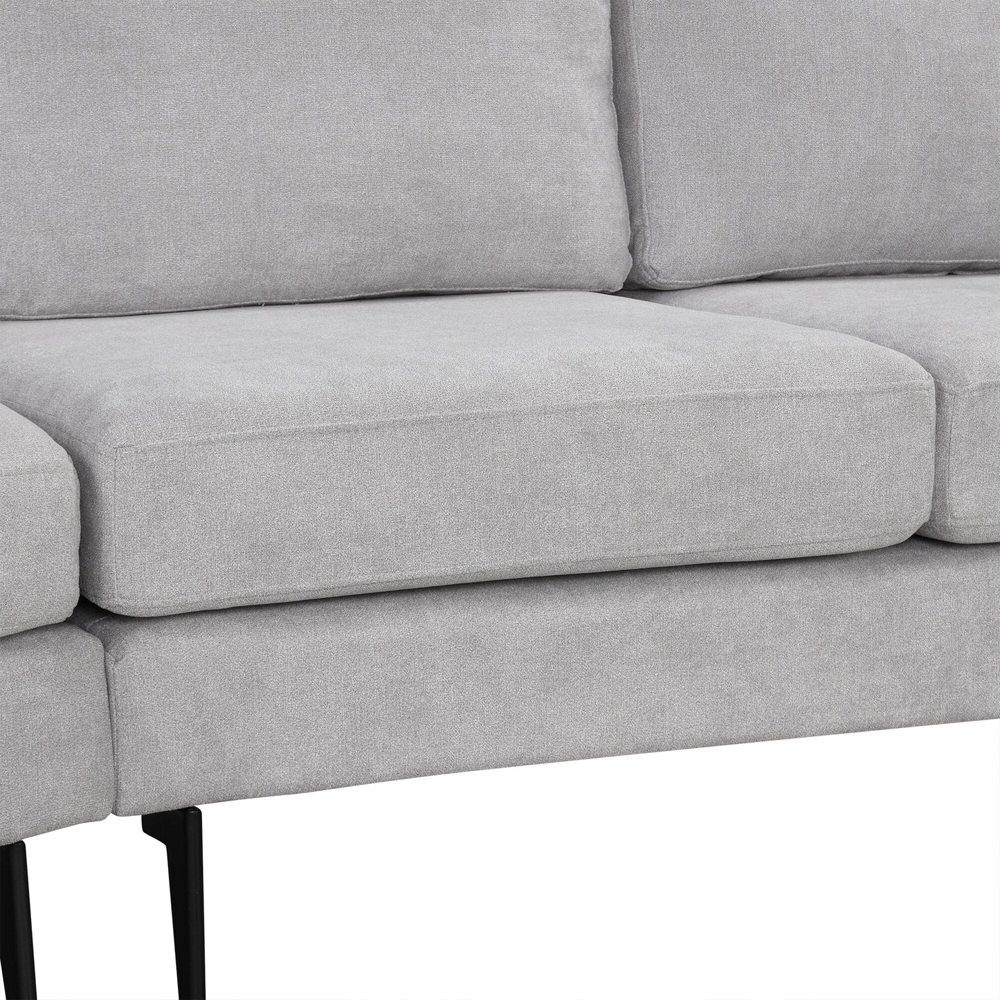 111 3 Seater Sofa Couch, Chenille Curved Sofa Couch with 2 Printed Pillows Modern Upholstered Sofa for Living Room