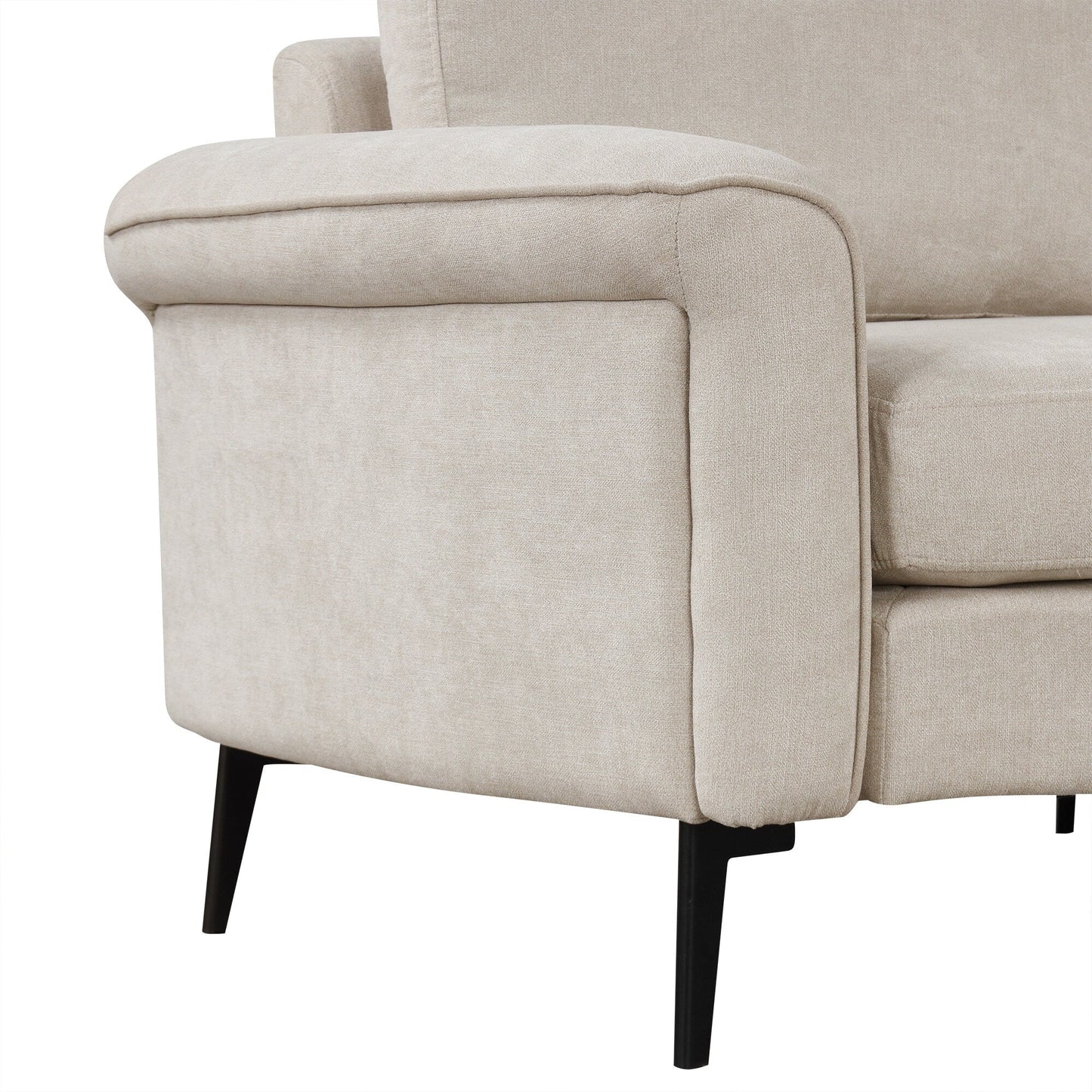 111 3 Seater Sofa Couch, Chenille Curved Sofa Couch with 2 Printed Pillows Modern Upholstered Sofa for Living Room