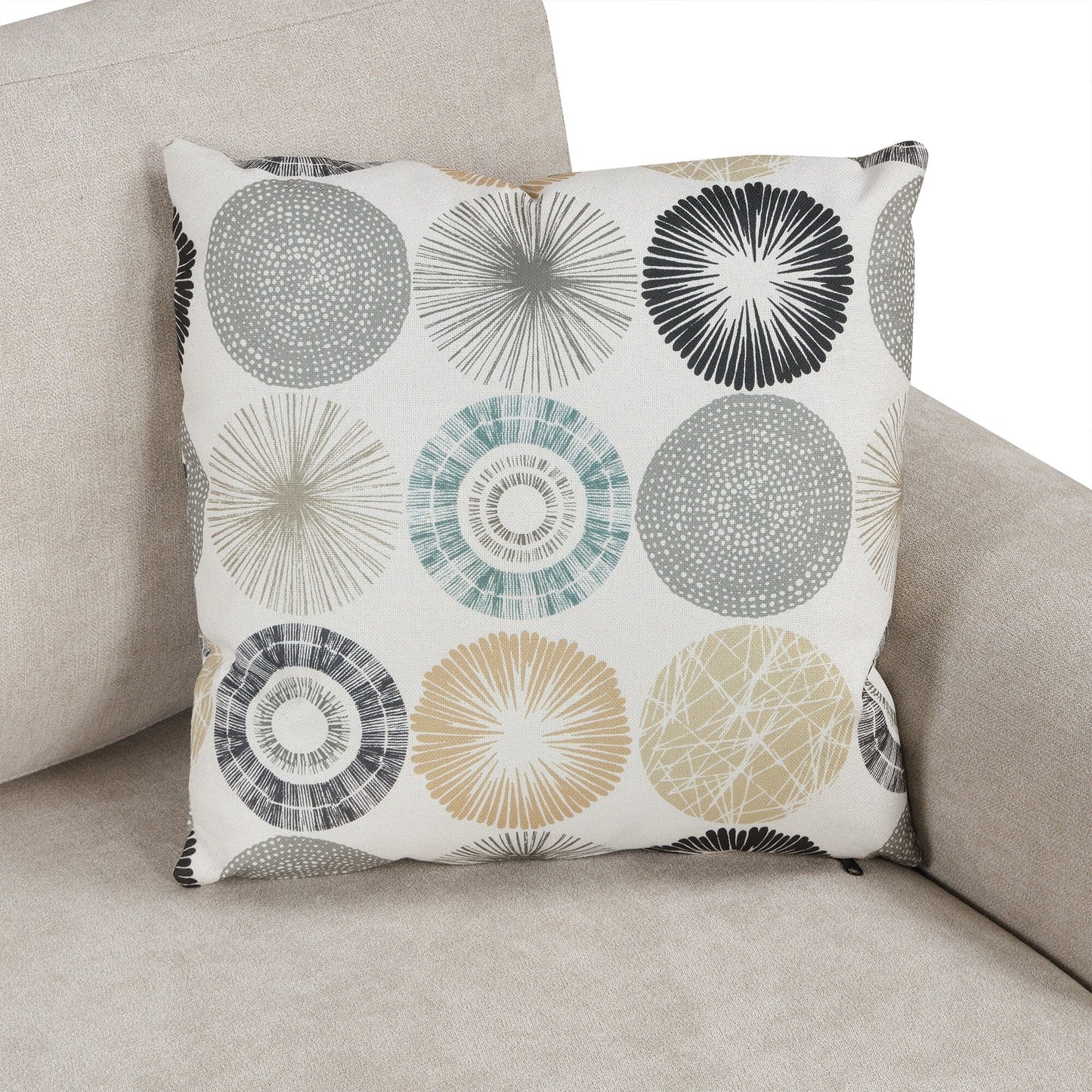 111 3 Seater Sofa Couch, Chenille Curved Sofa Couch with 2 Printed Pillows Modern Upholstered Sofa for Living Room