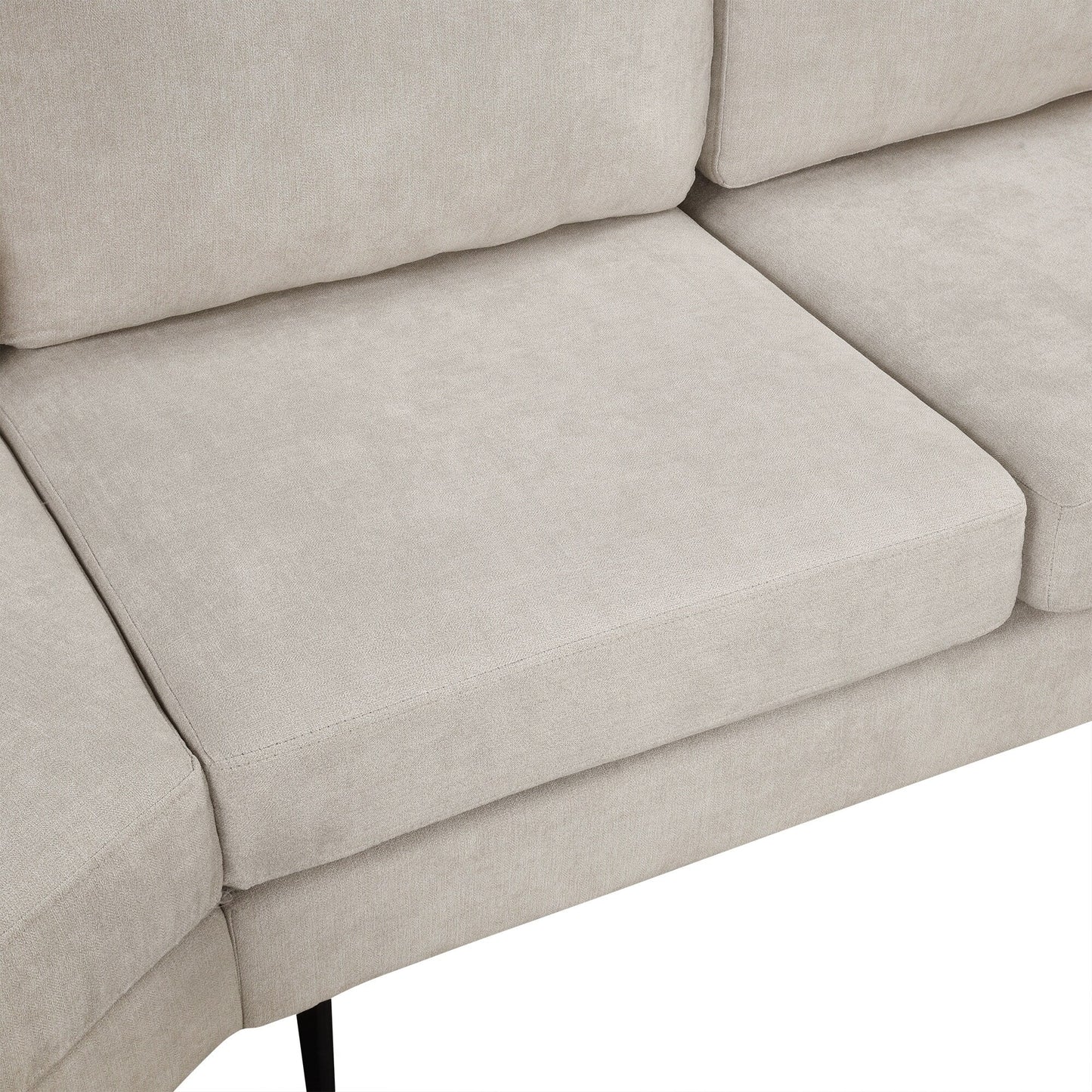 111 3 Seater Sofa Couch, Chenille Curved Sofa Couch with 2 Printed Pillows Modern Upholstered Sofa for Living Room