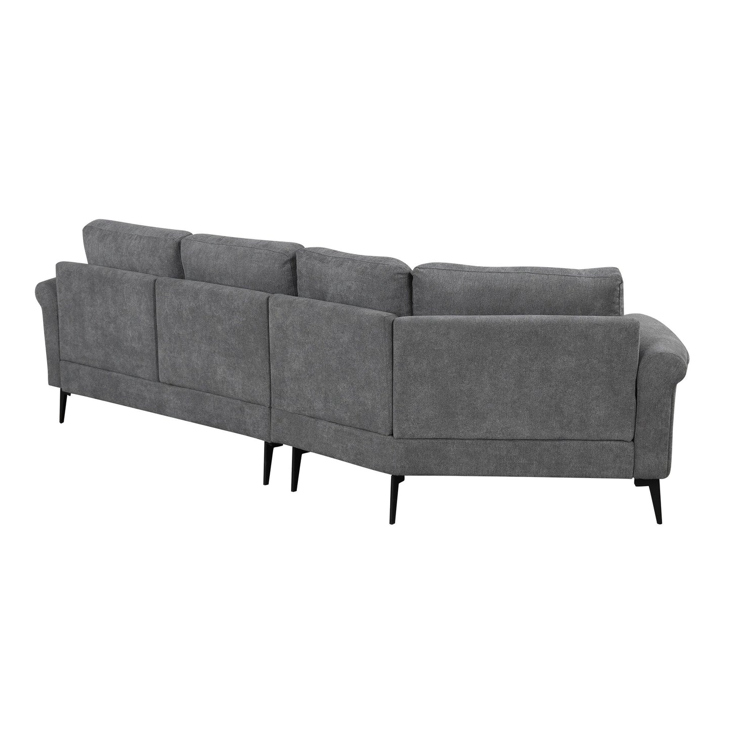 111 3 Seater Sofa Couch, Chenille Curved Sofa Couch with 2 Printed Pillows Modern Upholstered Sofa for Living Room