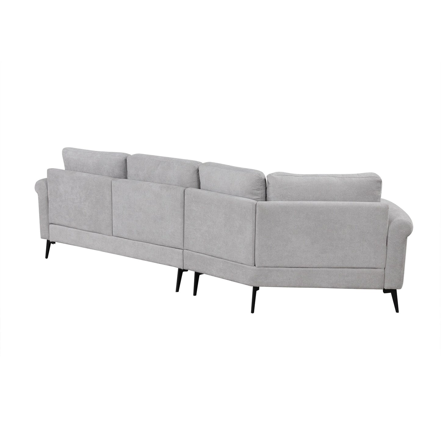 111 3 Seater Sofa Couch, Chenille Curved Sofa Couch with 2 Printed Pillows Modern Upholstered Sofa for Living Room