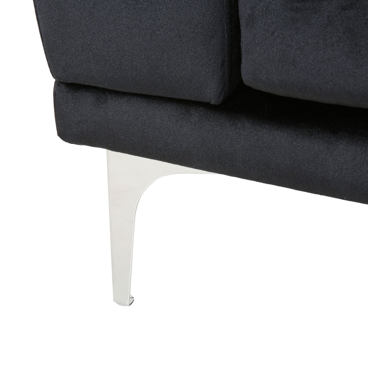 111 Velvet 4-Seater Sofa with Soft Cushions and Metal Silver Legs for Living Room