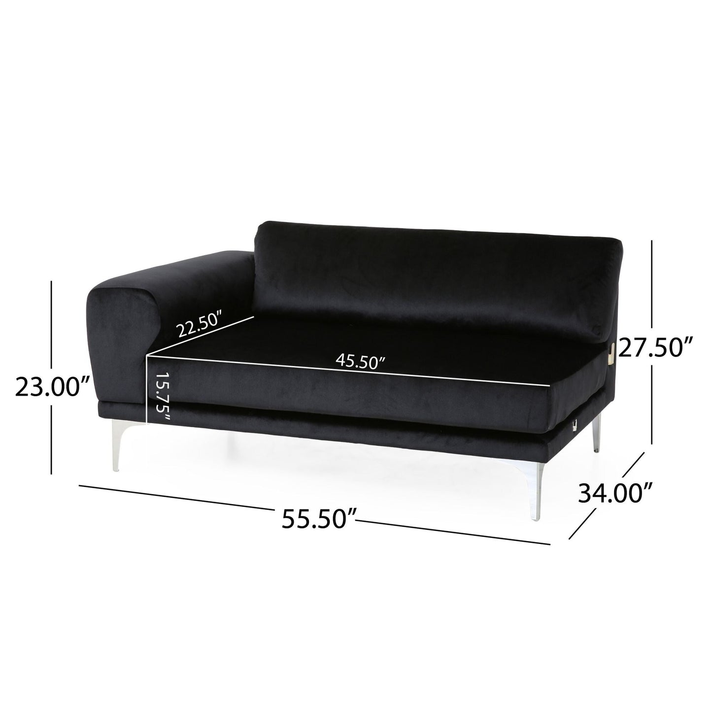 111 Velvet 4-Seater Sofa with Soft Cushions and Metal Silver Legs for Living Room