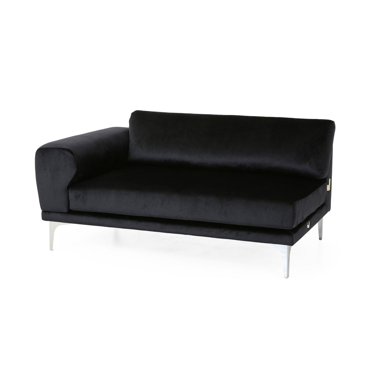 111 Velvet 4-Seater Sofa with Soft Cushions and Metal Silver Legs for Living Room