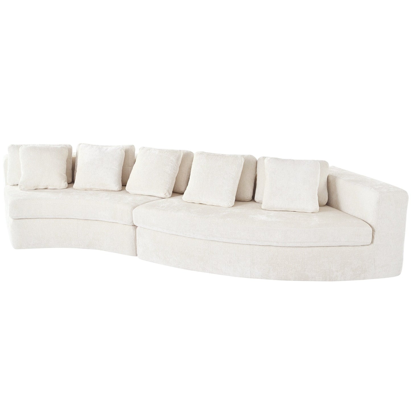 115.7 Pure Foam Modular Sofa, 2-Piece Set with 5 Cushions, 4-Seater, Chenille Jacquard Fabric, Curved Design