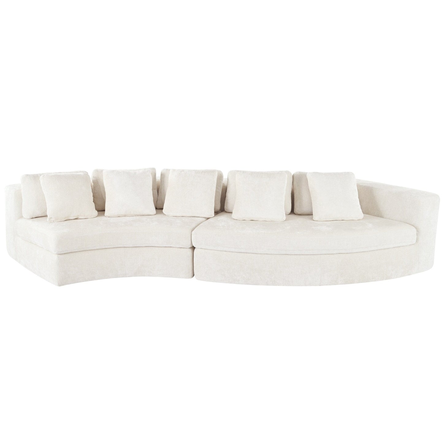 115.7 Pure Foam Modular Sofa, 2-Piece Set with 5 Cushions, 4-Seater, Chenille Jacquard Fabric, Curved Design