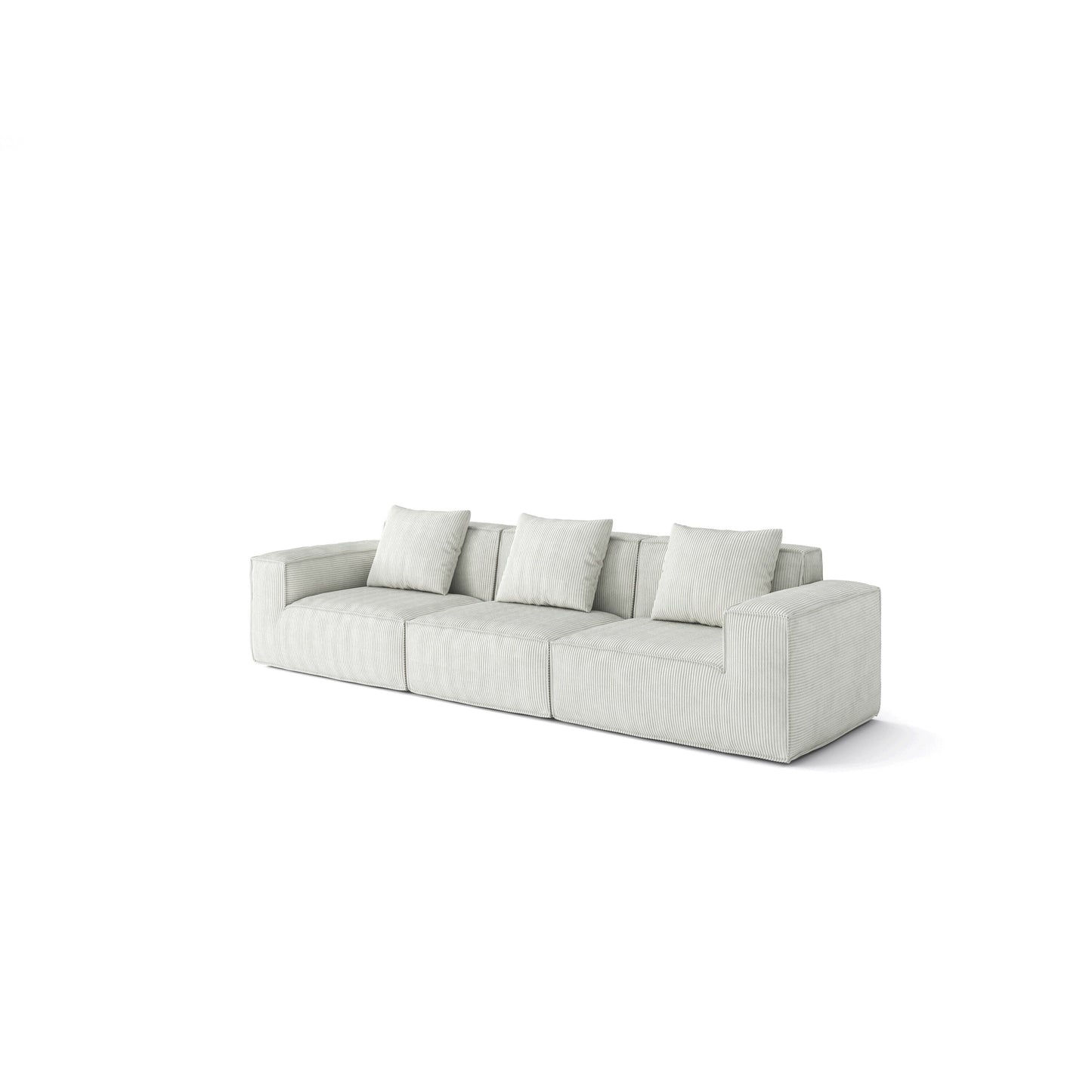 118 Inch Modular Convertible Sofa Bed 3 Seater White Corduroy Velvet