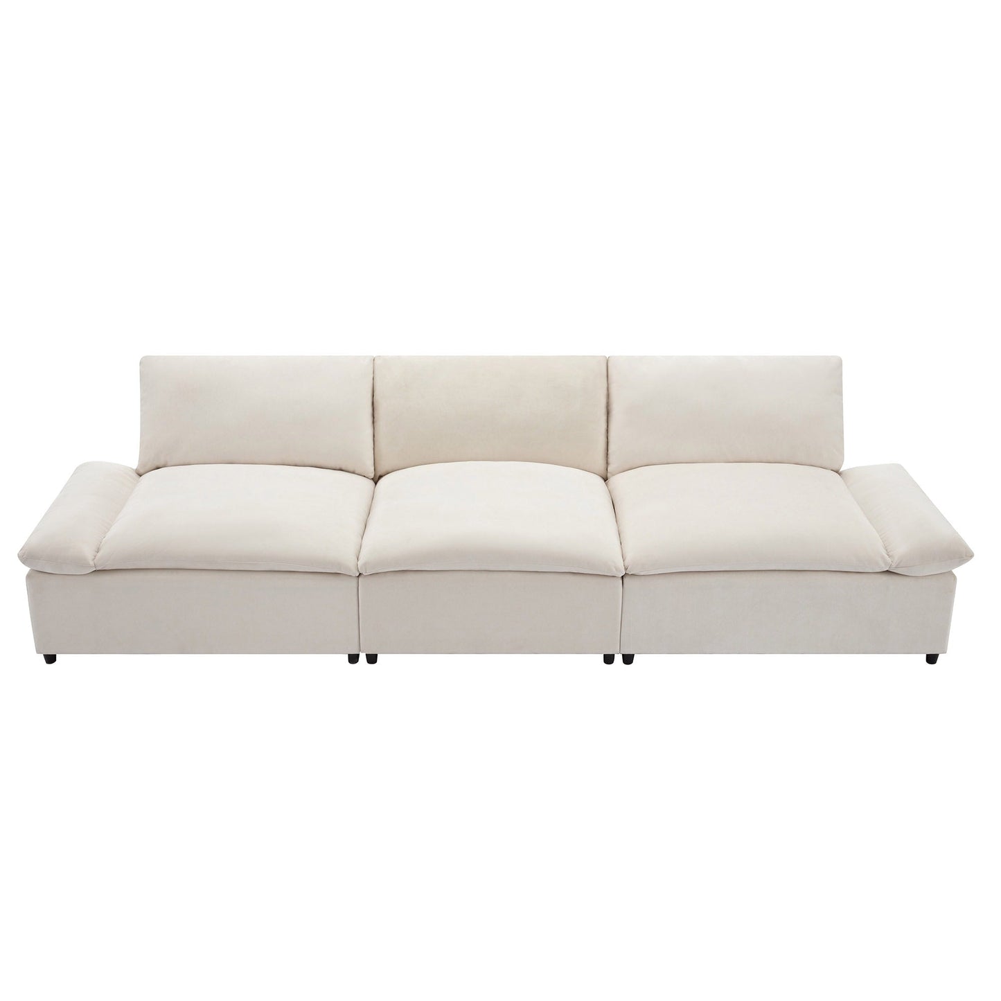 119.5 Large Polyester 3-seater Sofa with 2 Storage Units and Rubber Wood Legs for Living Room
