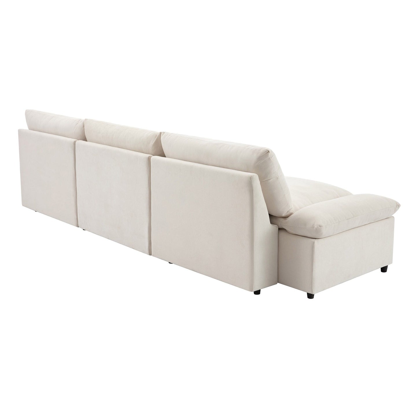 119.5 Large Polyester 3-seater Sofa with 2 Storage Units and Rubber Wood Legs for Living Room