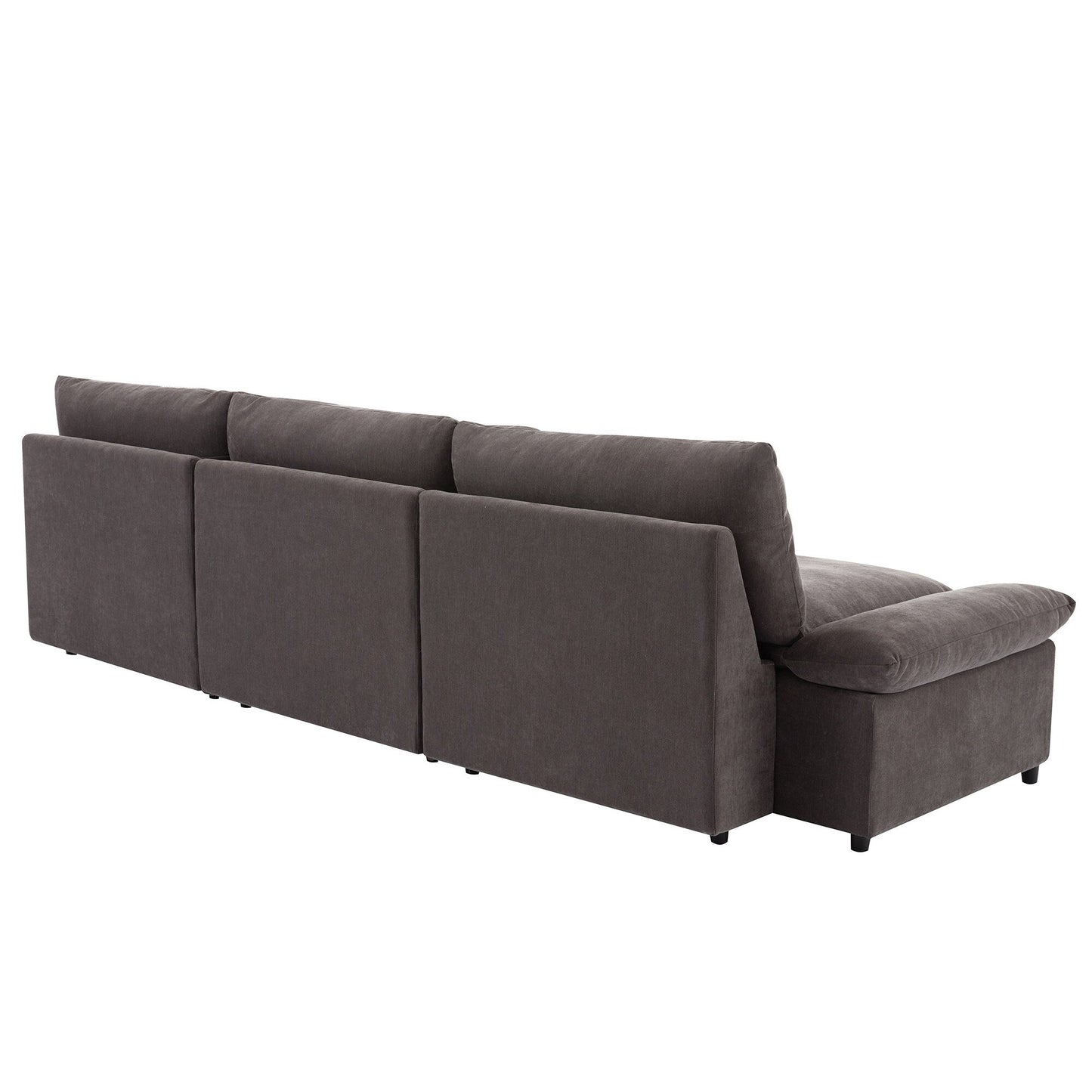 119.5 Large Polyester 3-seater Sofa with 2 Storage Units and Rubber Wood Legs for Living Room