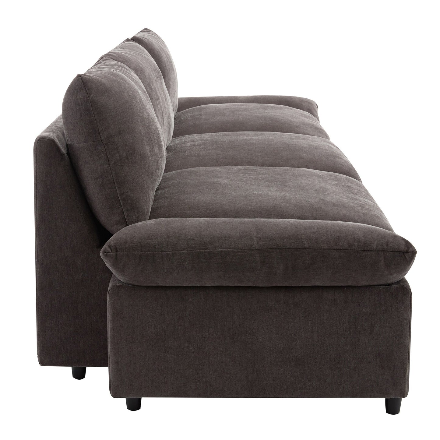 119.5 Large Polyester 3-seater Sofa with 2 Storage Units and Rubber Wood Legs for Living Room