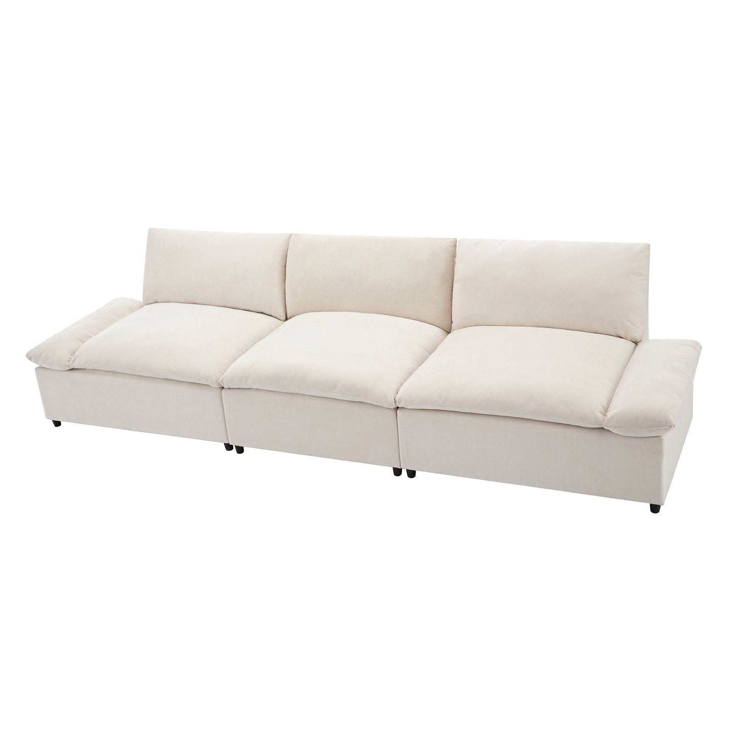 119.5 Large Polyester 3-seater Sofa with 2 Storage Units and Rubber Wood Legs for Living Room