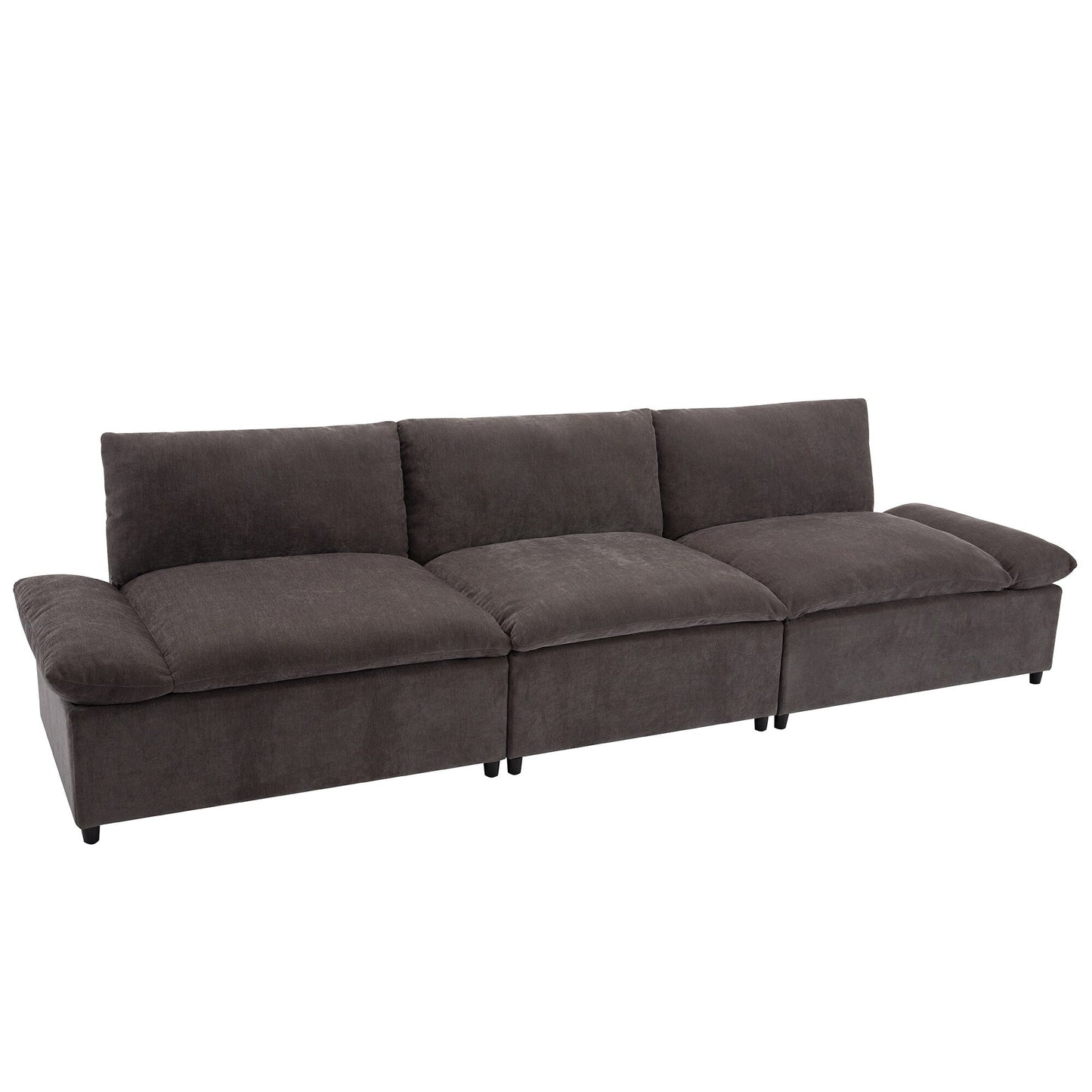 119.5 Large Polyester 3-seater Sofa with 2 Storage Units and Rubber Wood Legs for Living Room