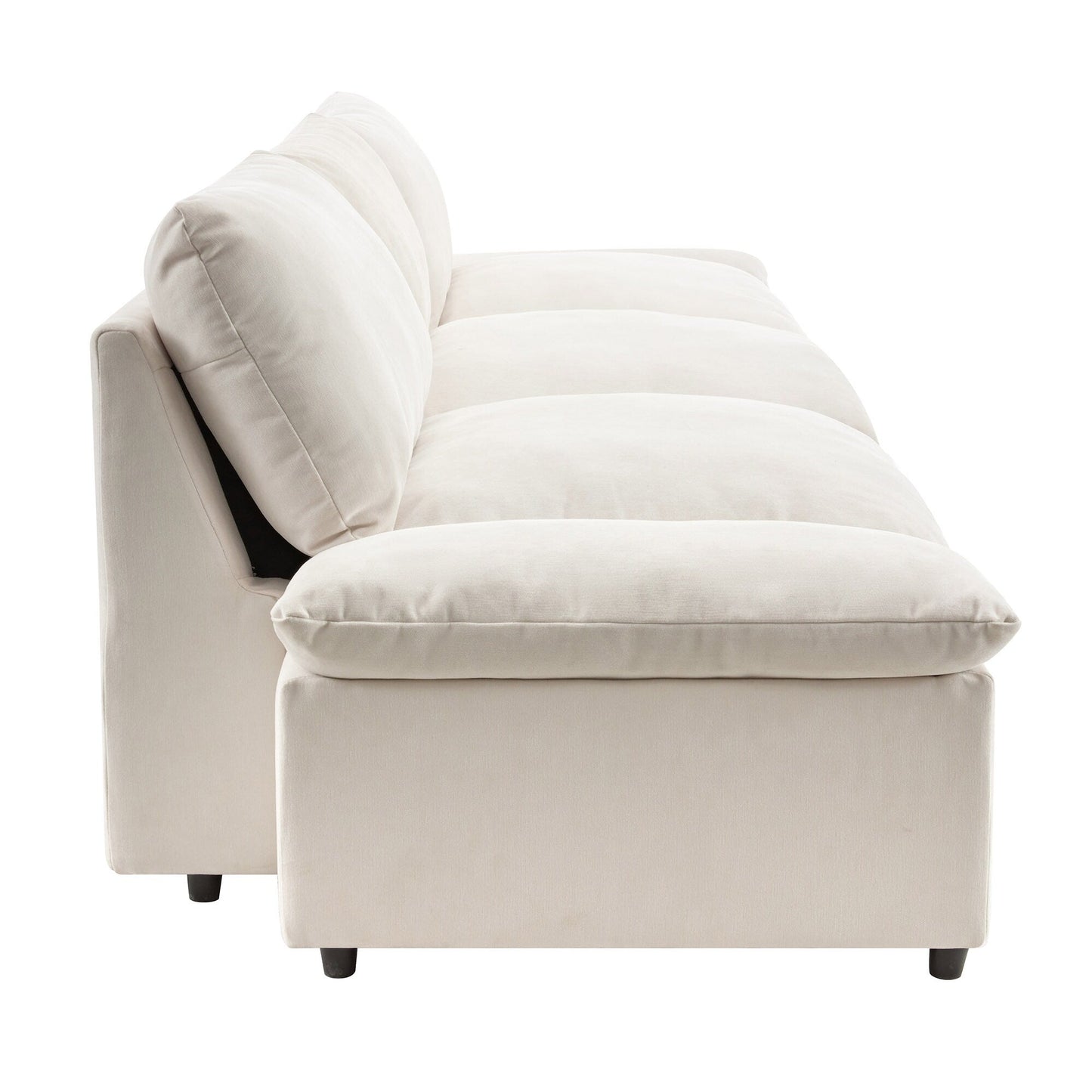 119.5 Large Polyester 3-seater Sofa with 2 Storage Units and Rubber Wood Legs for Living Room