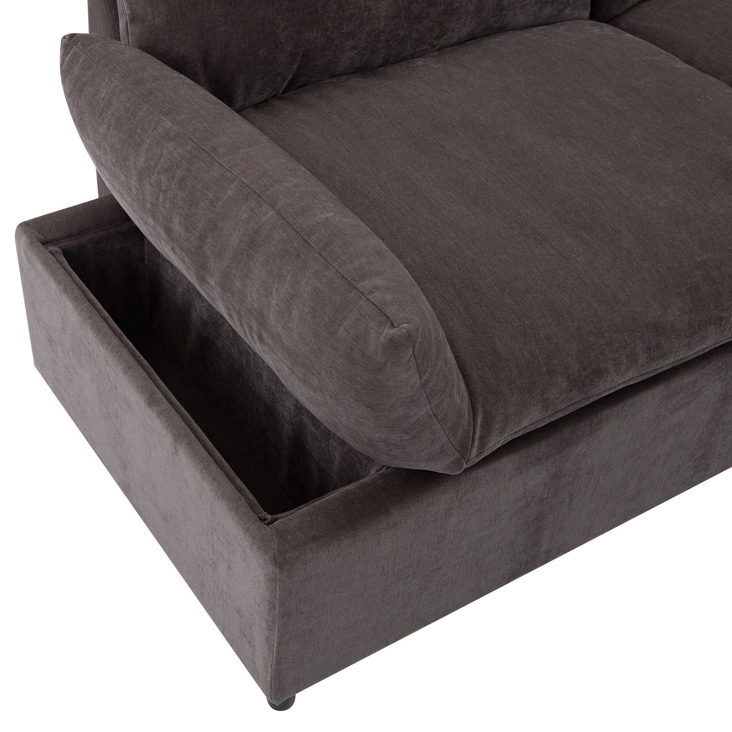 119.5 Large Polyester 3-seater Sofa with 2 Storage Units and Rubber Wood Legs for Living Room