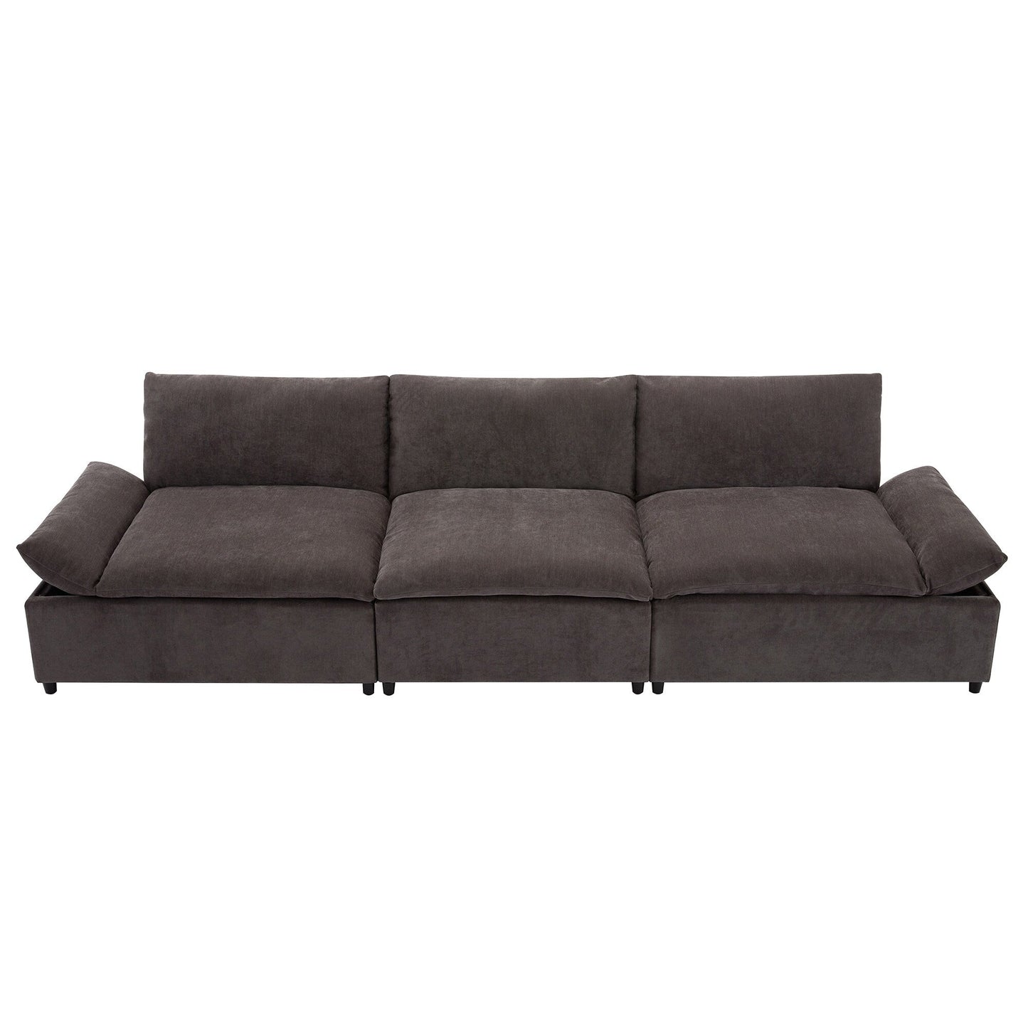 119.5 Large Polyester 3-seater Sofa with 2 Storage Units and Rubber Wood Legs for Living Room