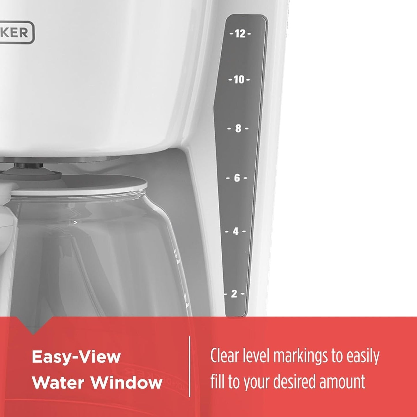 Digitale Kaffeemaschine für 12 Tassen, programmierbar, waschbarer Filter, Sneak-A-Cup, automatisches Brühen, Warmhalteplatte, weiß