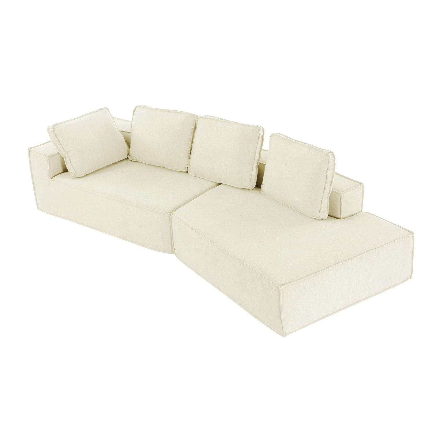 125 Stilvolle Chaiselongue, modernes Lounge-Sofa für den Innenbereich, Schlafsofa mit klaren Linien für das Wohnzimmer, Beige