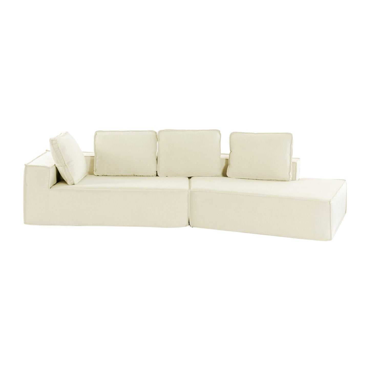 125 Stilvolle Chaiselongue, modernes Lounge-Sofa für den Innenbereich, Schlafsofa mit klaren Linien für das Wohnzimmer, Beige