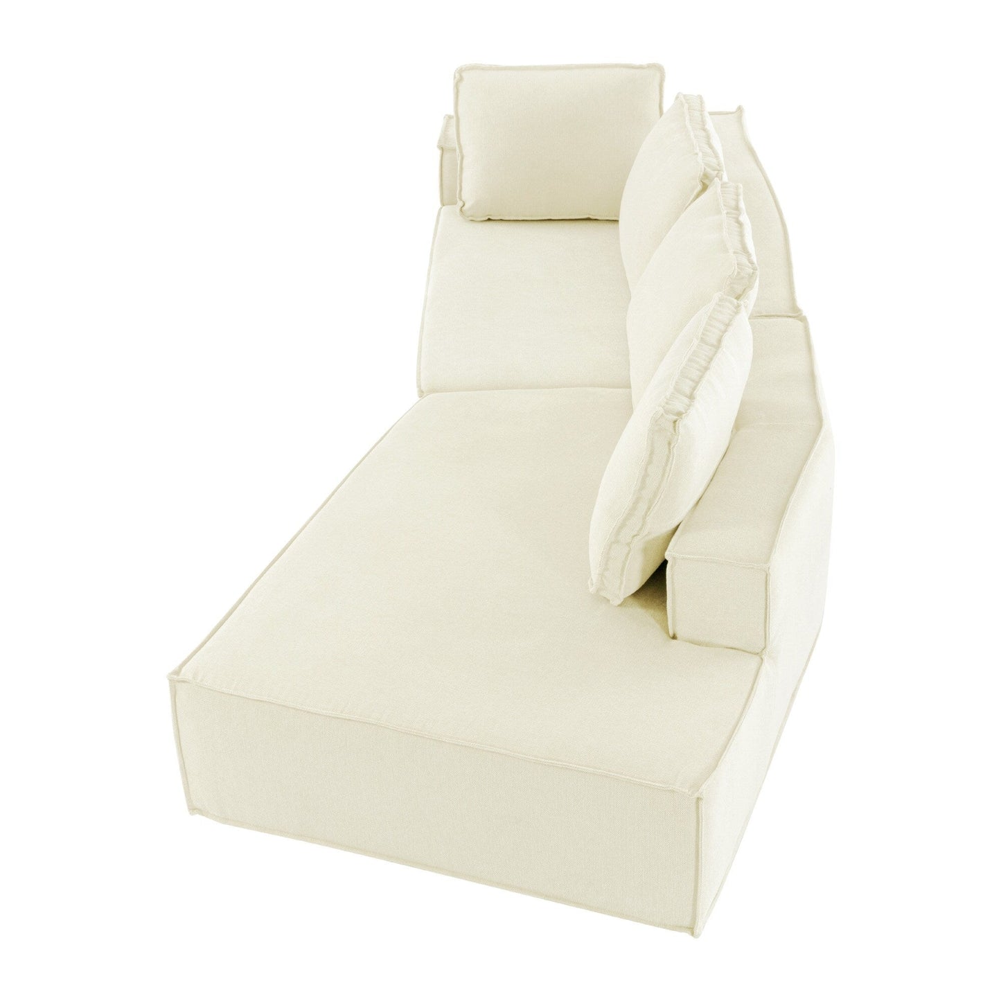 125 Stilvolle Chaiselongue, modernes Lounge-Sofa für den Innenbereich, Schlafsofa mit klaren Linien für das Wohnzimmer, Beige