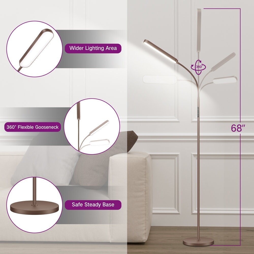 12 W dimmbare LED-Stehlampe zum Arbeiten/Lesen mit Fernbedienung und Touch-Steuerung – N/A