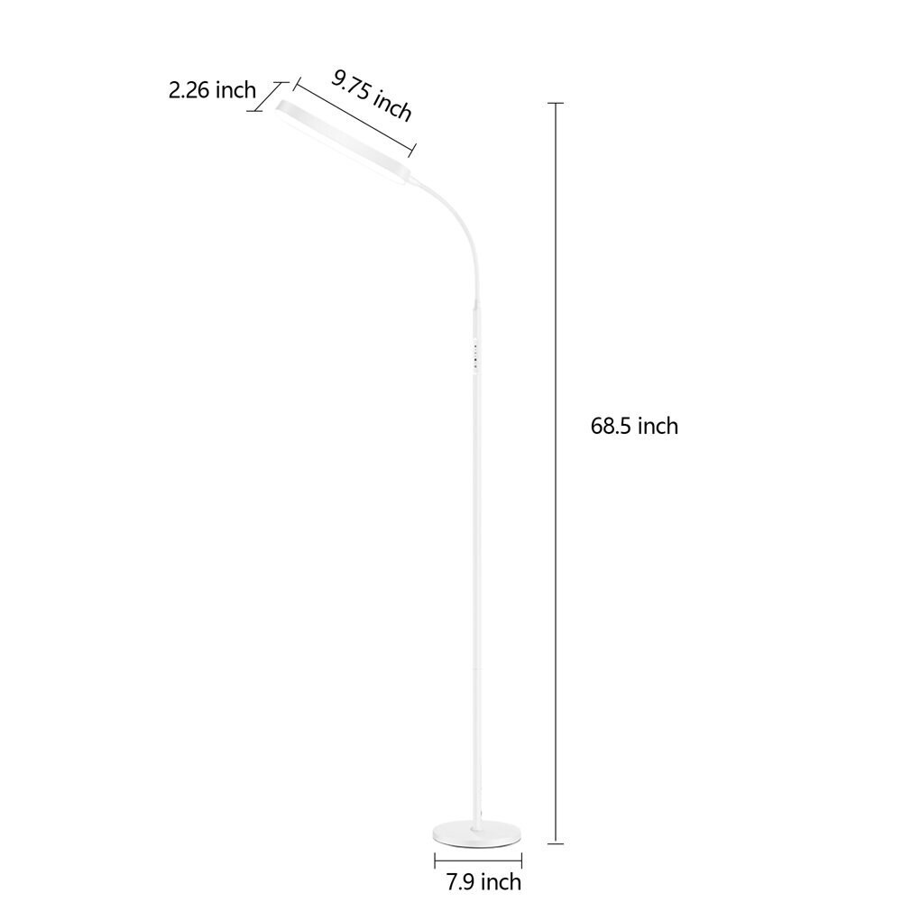 12 W dimmbare LED-Stehlampe zum Arbeiten/Lesen mit Fernbedienung und Touch-Steuerung – N/A