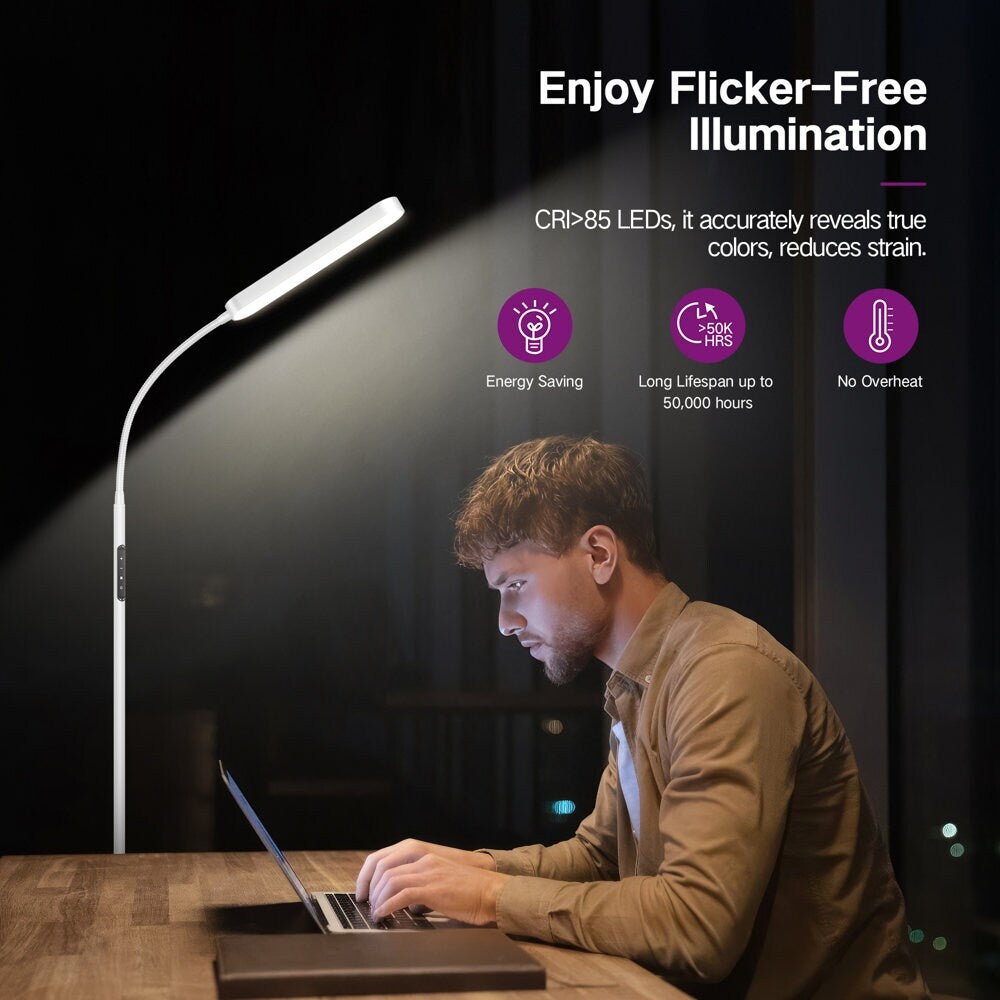 12 W dimmbare LED-Stehlampe zum Arbeiten/Lesen mit Fernbedienung und Touch-Steuerung – N/A