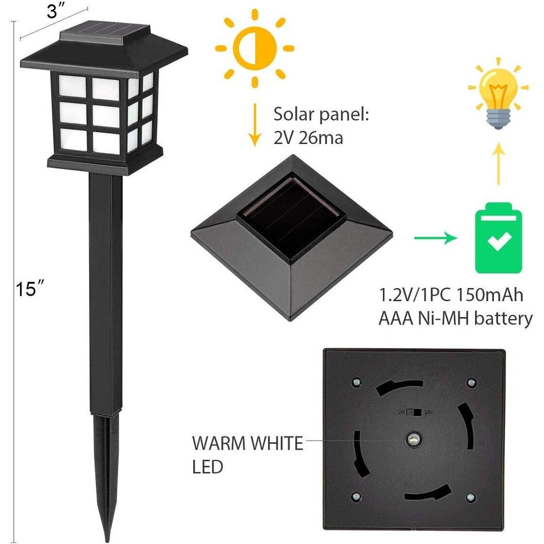 12 stücke Garten Wasserdichte Outdoor Solar Lichter für Hof, Landschaft, Terrasse